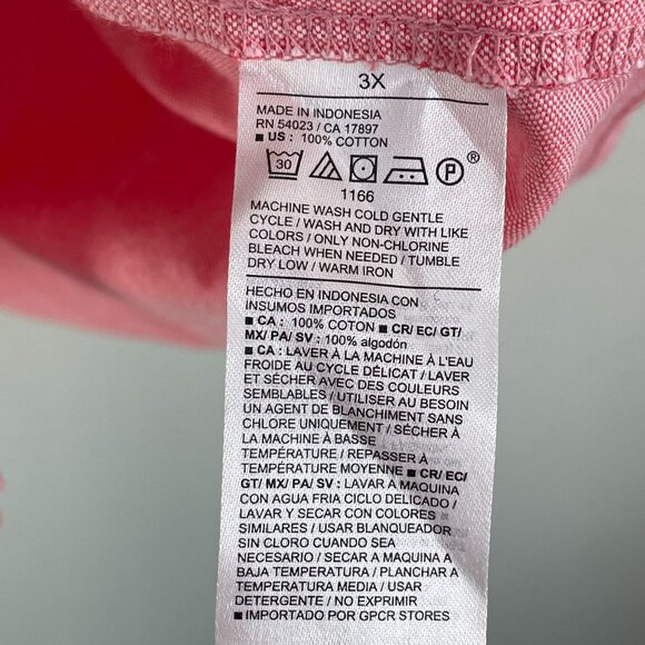 NEW Old Navy Womens Plus 3X Boyfriend Shirt Pink Cotton Button Up Top - Picture 4 of 9